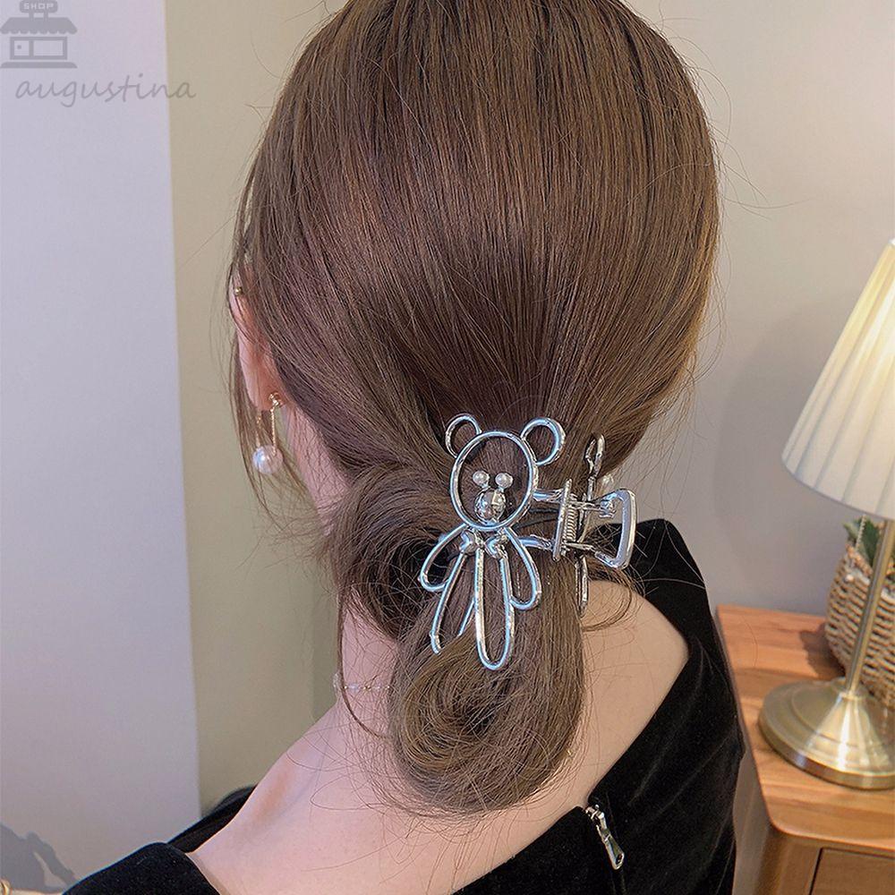 Augustina Beruang Cakar Rambut Temperamen Elegan Mutiara All-match Berlian Imitasi Alloy Hiasan Kepala Gaya Korea