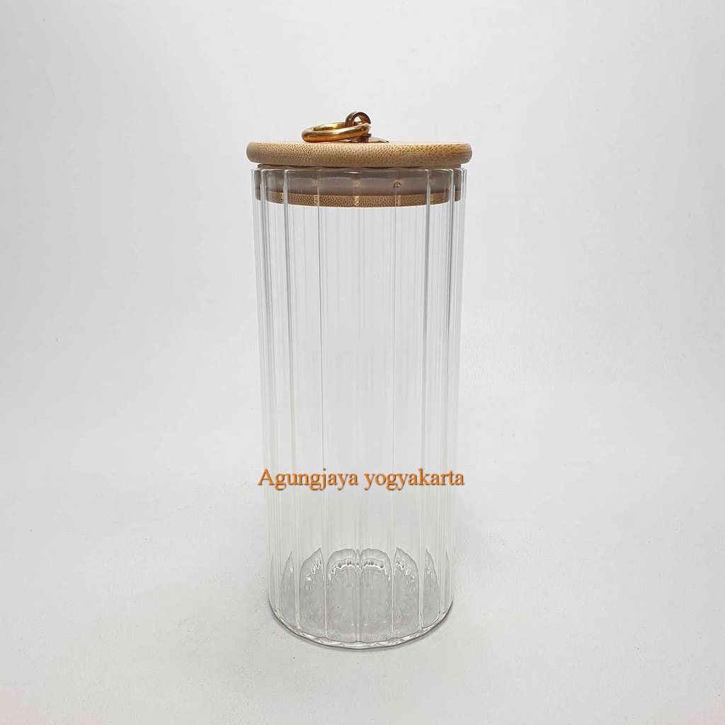 Jar Kaca 450 Ml Bulat Gelombang Clear / Jar Kaca / Toples Kaca / Jar Madu / Jar Selai / Jar Kaca Foo