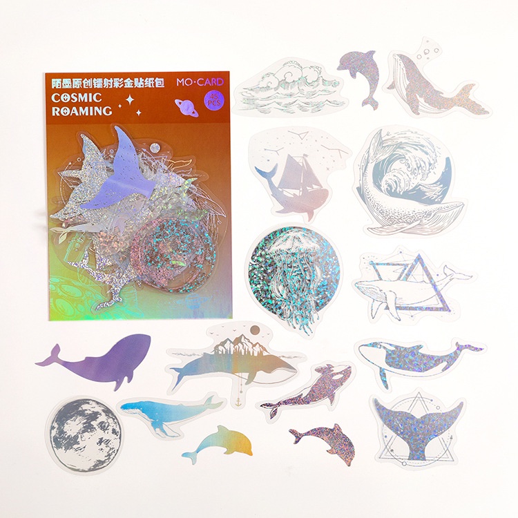 45pcs/set Laser PET Gilding Craft Butterfly Stiker DIY Scrapbooking Kolase Album Foto Tahan Air Dekorasi