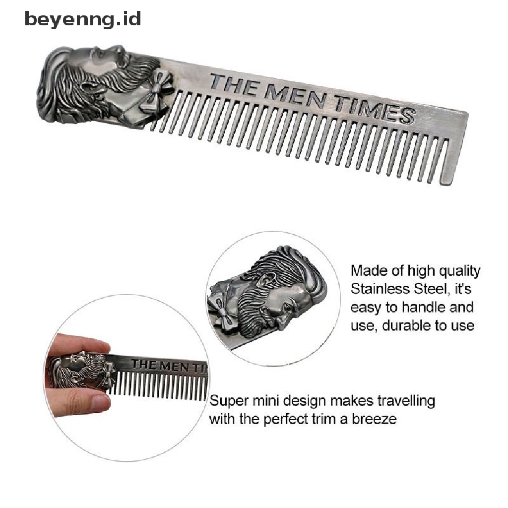 Beyen 1Pc Gentelman Barber Styling Alat Sisir Logam Stainless Steel Pria Jenggot Comb ID