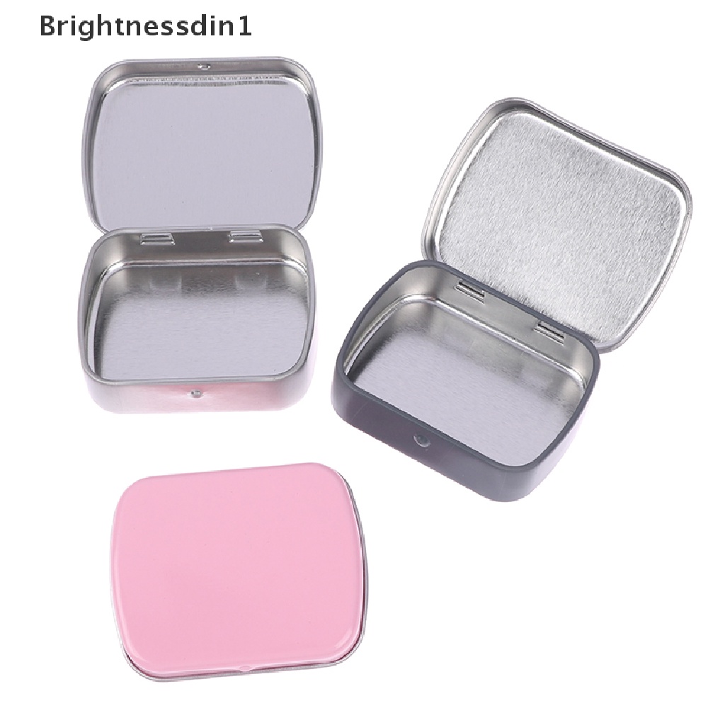 [Brightnessdin1] Kotak Pil Penyimpanan Flip Kaleng Metal Kosong Kecil Case Organizer Untuk Butik Kunci Permen