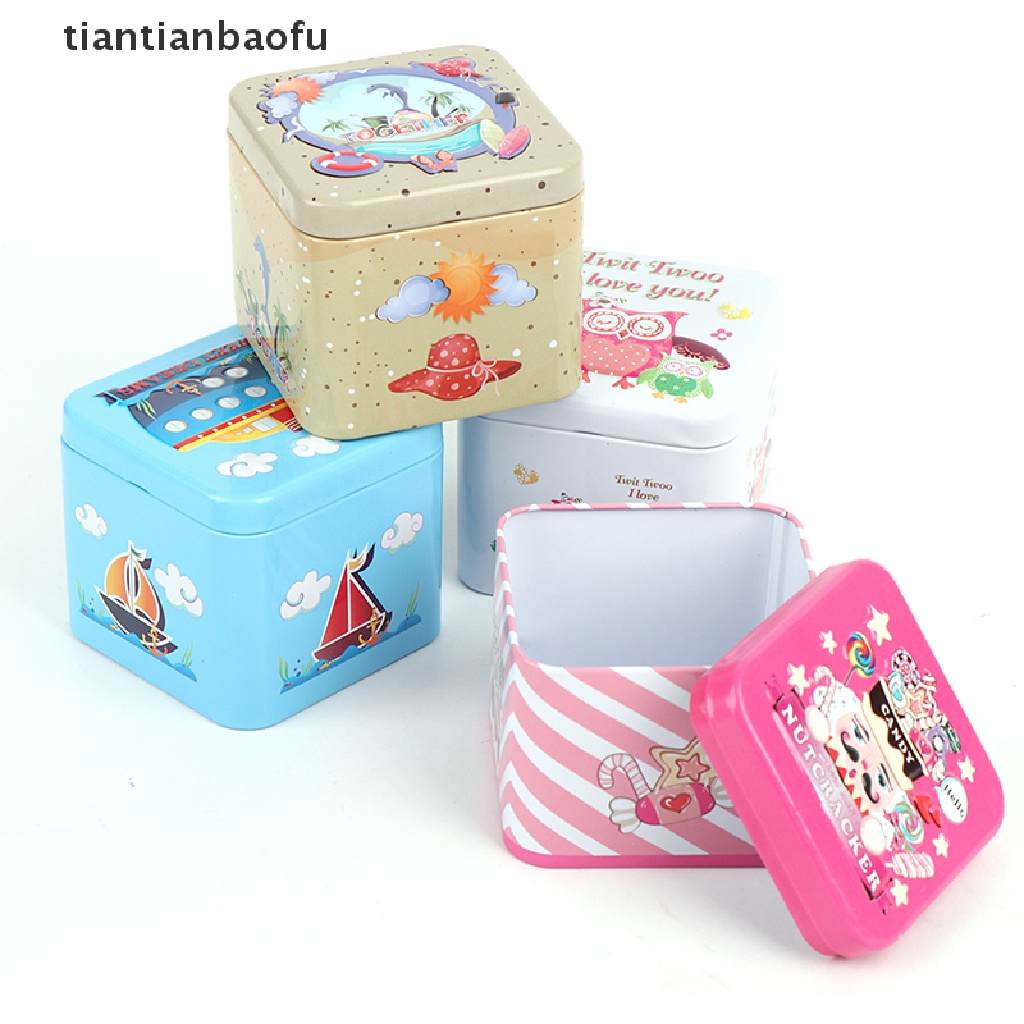 [tiantianbaofu] Warna-warni Tin Box Sealed Jar Packing Kotak Perhiasan Candy Box Kotak Penyimpanan Kecil Butik