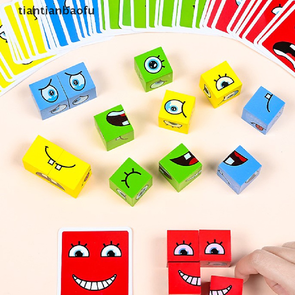 [tiantianbaofu] Facechanging Magic Cube Building BlockGame Matching Expression Puzzle Mainan Butik