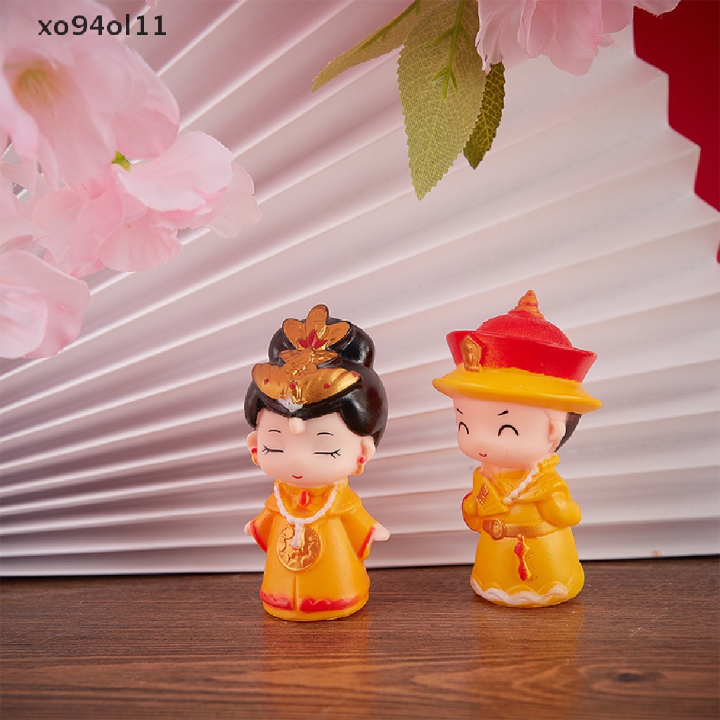 Xo Chinese Emperor Empress Patung PVC Queen Ornamen Dekorasi Tradisional Kue OL
