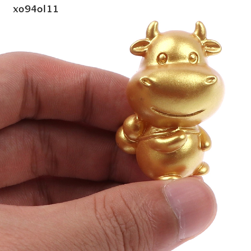 Xo Emas Ox Kerajinan Resin Peri Taman Ornamen Patung Miniatur DIY Desktop Decor OL