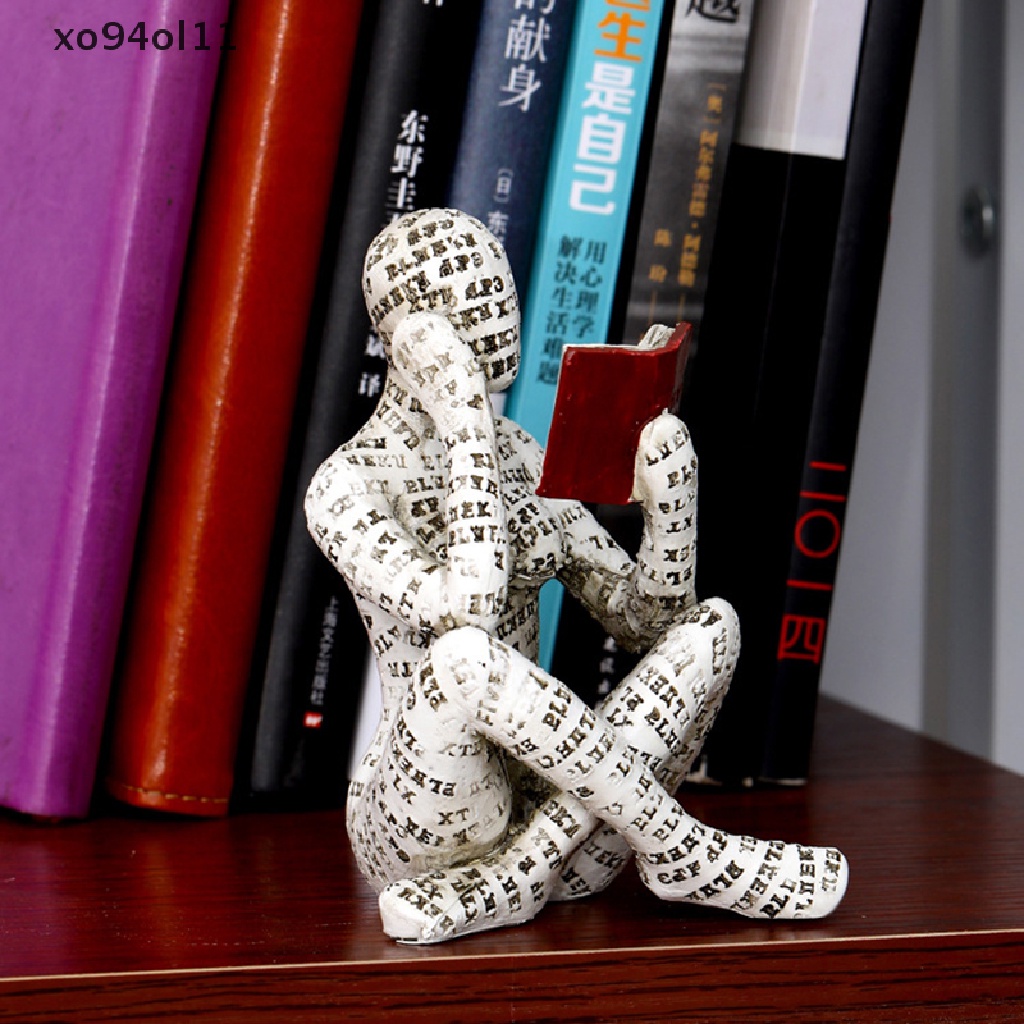 Xo Patung Wanita Baca Modern Nordic Resin Abstrak Pemikir Desktop Statues OL