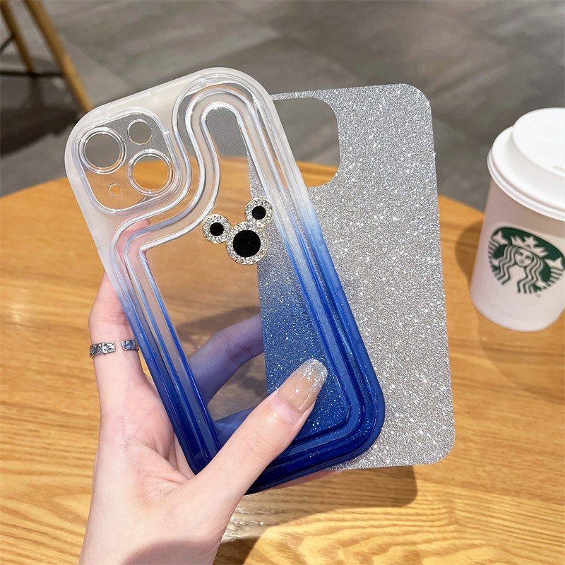 IPHONE Casing Mickey Kedip Gradasi Untuk Iphone14 13 12 11 Pro X XS Max XR 7 8 14 Plus All Inclusive Casing Pelindung TPU Transparan