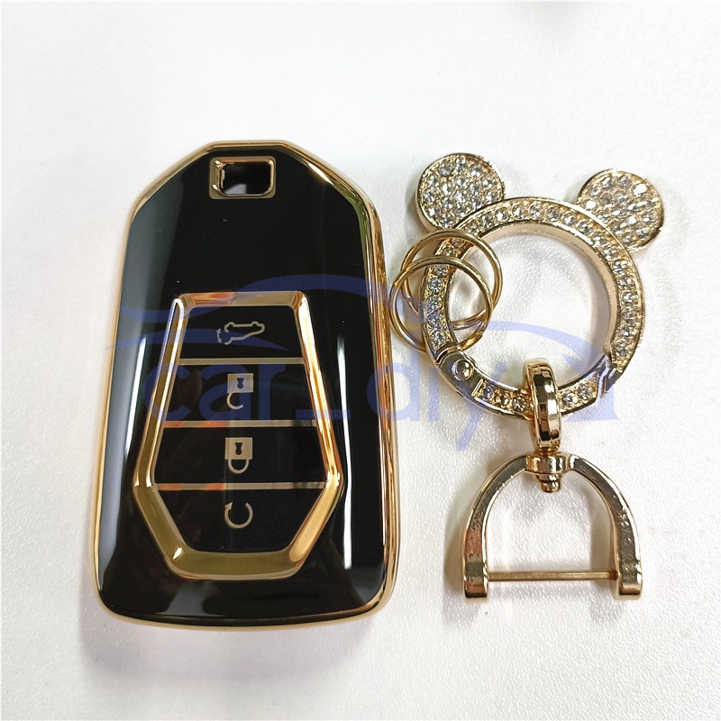 Tpu Key Case Cover Remote Mobil Fob Dengan Gantungan Kunci Untuk Isuzu New DMAX D-MAX MUX MU-X Luxury Gold Edge Edition Pelindung Shell