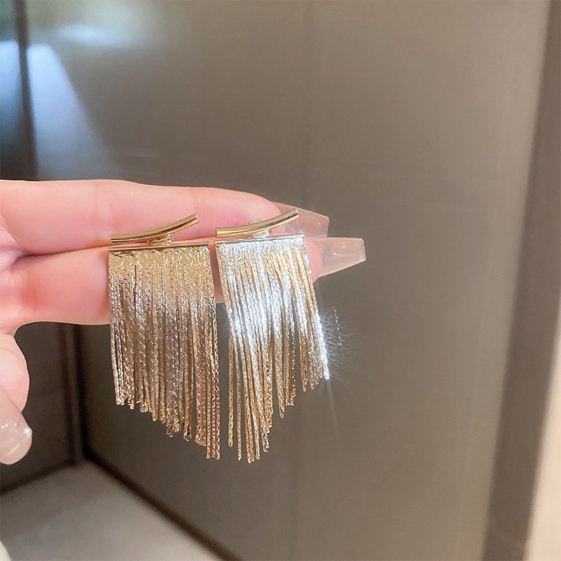 Fashion Statement Earrings Panjang Warna Emas Statement Bling Rumbai Anting Untuk Wanita Ms Pernikahan Harian Liontin Panas Perhiasan Hadiah