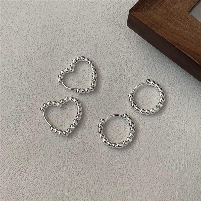 Kami Bunga Elegan S925 Perak Manik-Manik Kecil Jantung Hoop Anting-Anting Untuk Wanita Gadis Korea Lucu Berongga Cinta Anting-Anting Fashion Telinga Perhiasan Aksesoris