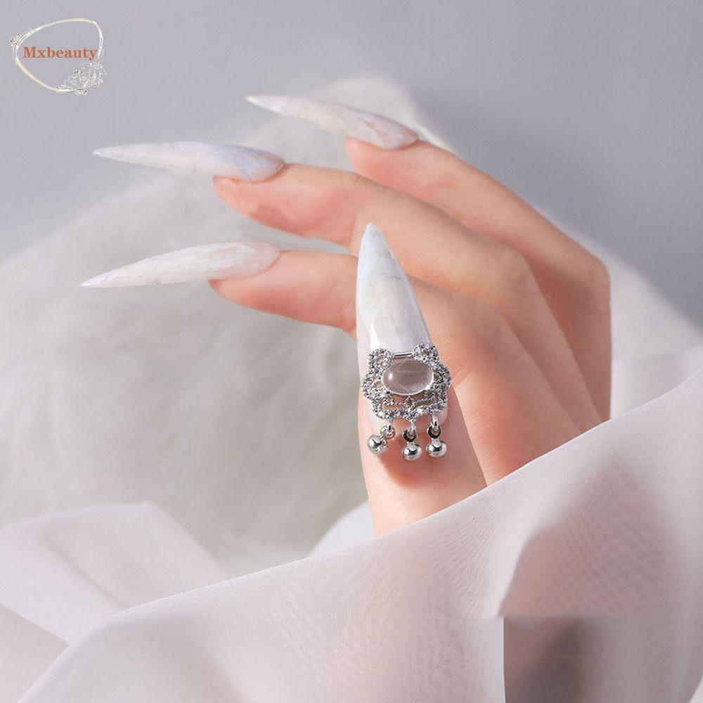 Mxbeauty Alloy Nail Art Liontin Mutiara 3D Gelap Gaya Baroque Manikur Alat Perhiasan Zirkon Dekorasi Kuku