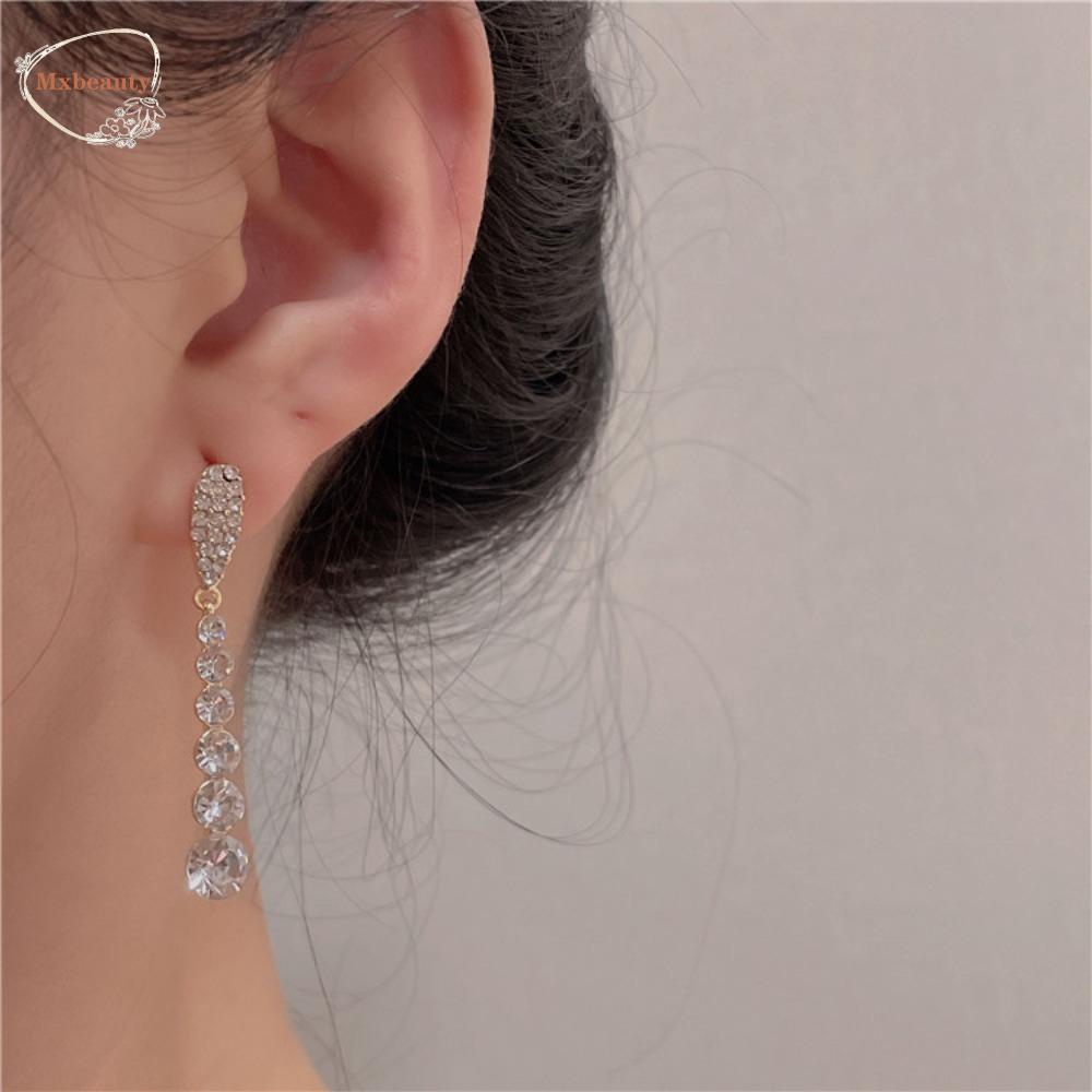 Mxbeauty Anting Wanita Zirkon Perancis Elegan Rumbai Manik-Manik Manis Perhiasan Fashion