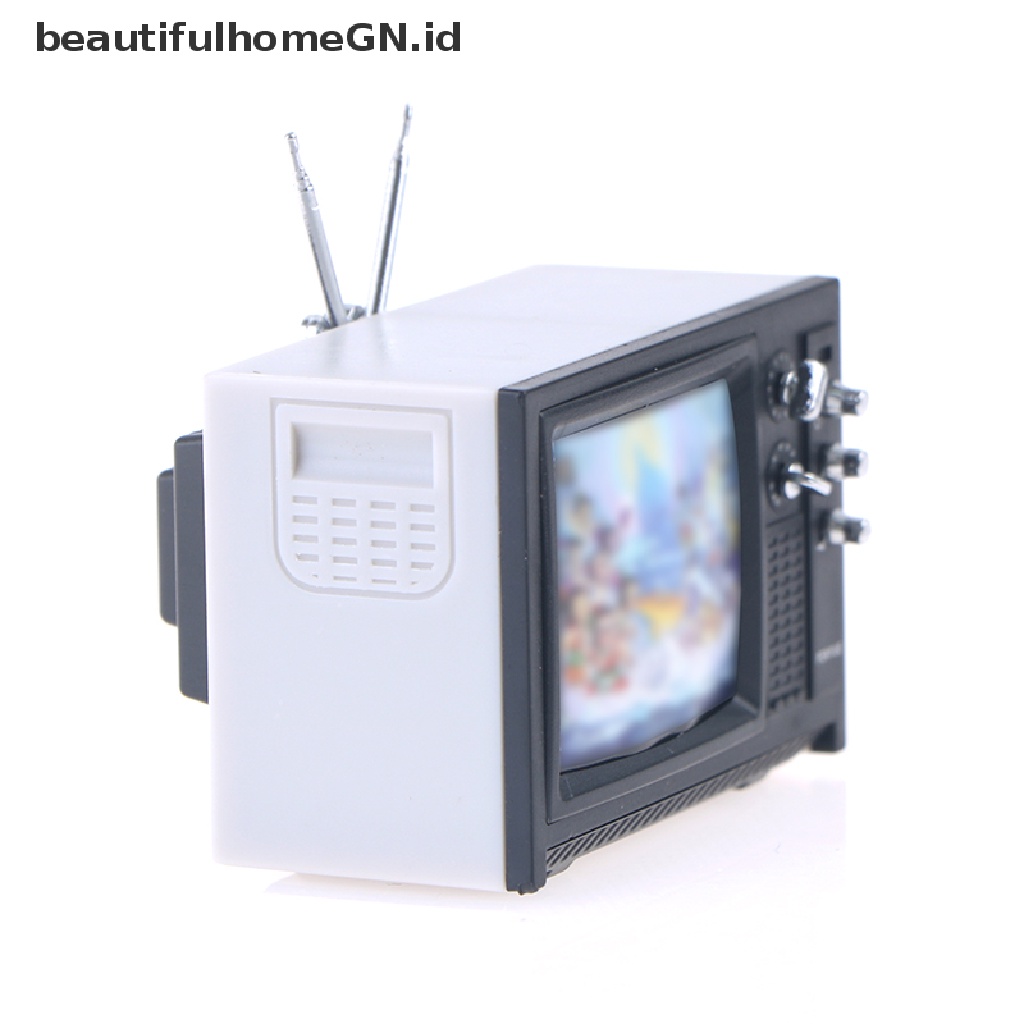 {Cantik} Ornamen Miniatur Rumah Boneka Ornamen Mainan TV Mini retro~