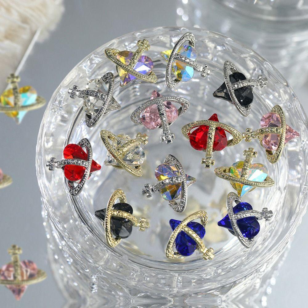 Mxbeauty Dekorasi Nail Art 3D Mewah Bengkok Cinta Hati Gaya Campur Berlian Insert Zirkon Manikur Perhiasan Aksesoris