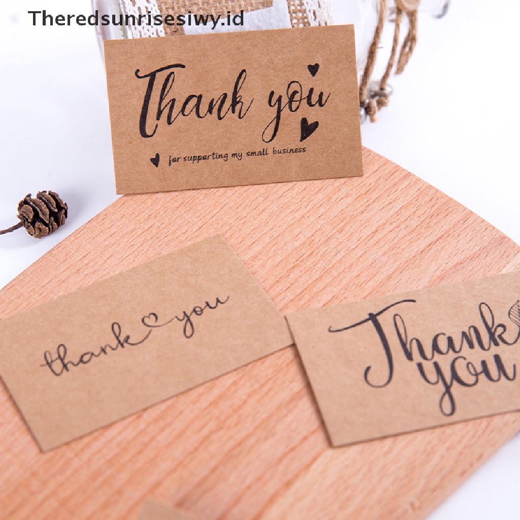 # Kado Mom &amp; PAPA DIY # 10pcs Kartu Natural Kraft Paper Thank You For Your Order Card Untuk Dekorasi~