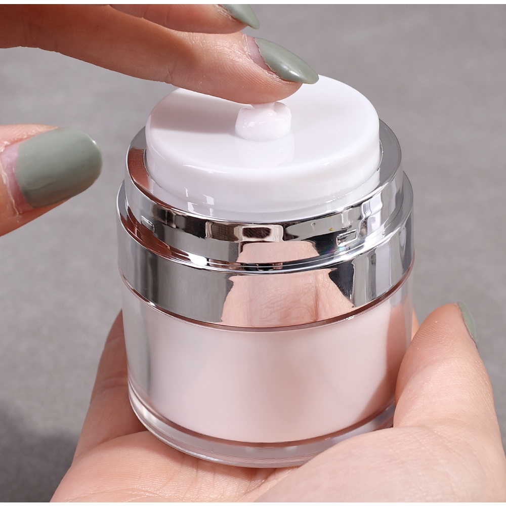 [HOT Sale] 15/30 /50ml Dengan Tutup Airless Pump Jar Kosong Portable Travel Anti Bocor Kosmetik Makeup Alat Isi Ulang Krim Gels Lotion Dispenser