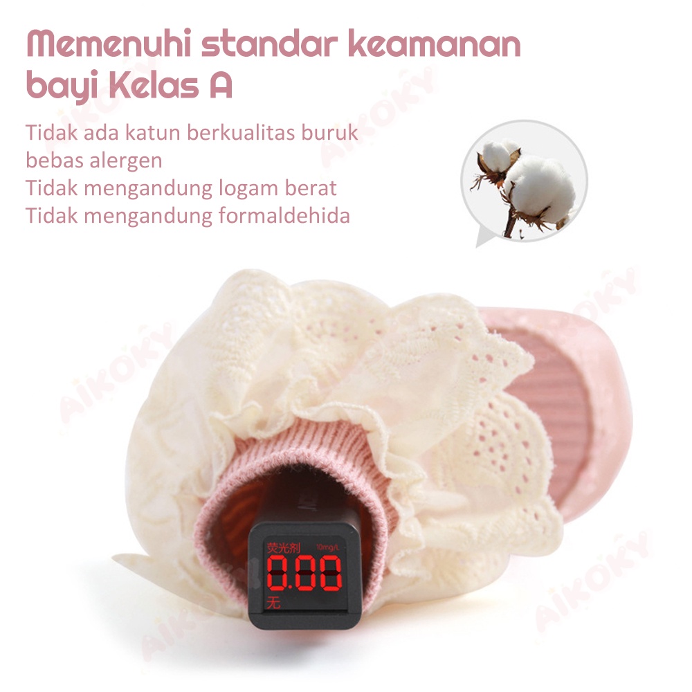 Aikoky Kaos Kaki Sepatu Ruffle Bayi Prewalker Anti Slip 0-2 Tahun