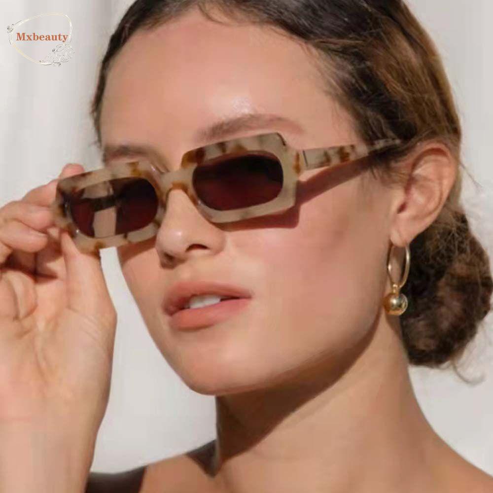 Mxbeauty Kacamata Hitam Persegi Panjang Merek Mewah Punk Hip Pop Anti UV Bingkai Kecil Poligon Hitam Gaya Korea Sunglasses