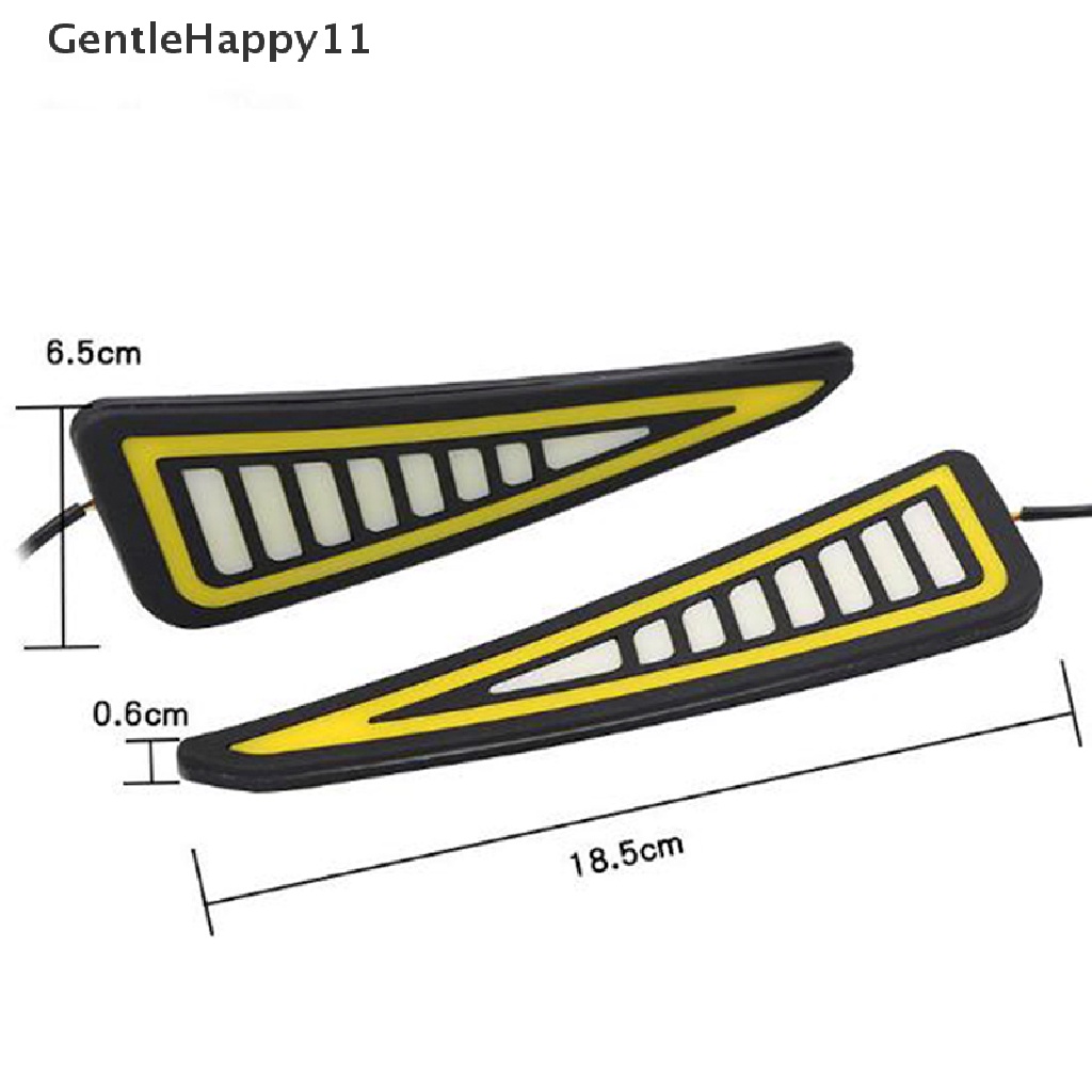 Gentlehappy Lampu LED Bumper Strip Mobil COB Daytime Running Light Kuning Sein DayLight DRL id