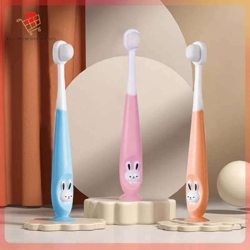 New Model Sikat Gigi Anak Bayi Cotton Termasuk KOTAK SIMPAN Halus Lembut Training Tooth Brush Karakter Kelinci