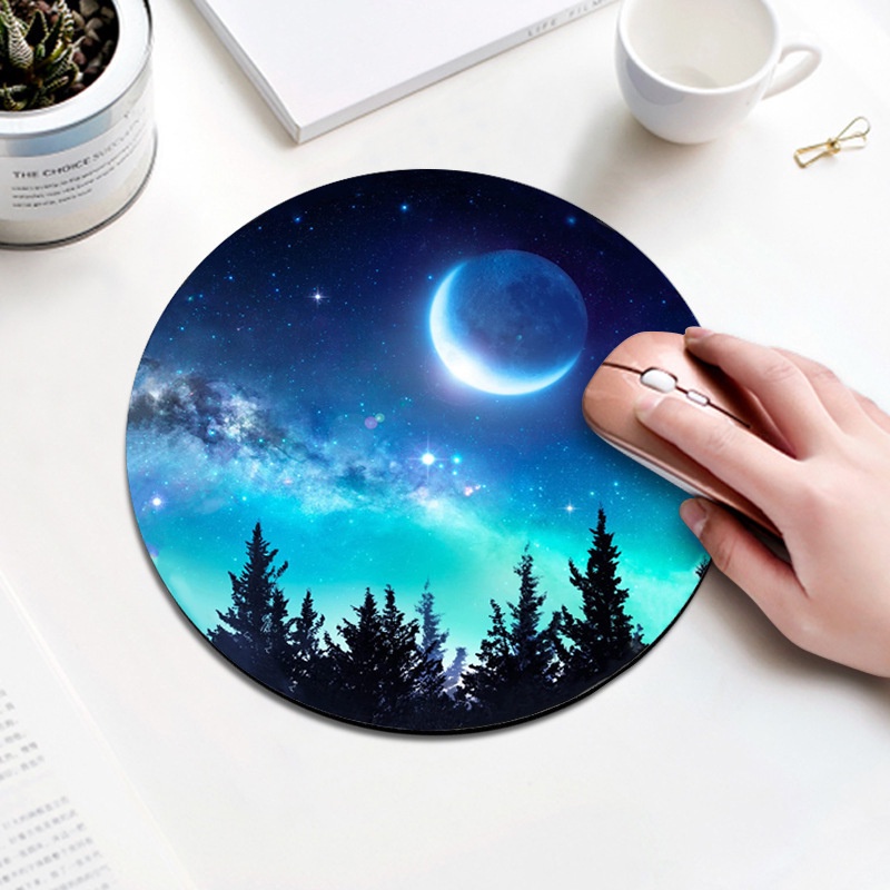 Pemandangan Alam Mouse Pad Game Kreatif Dan Lucu Rumah Kantor Mouse Pad Karet Mouse Pad Starry Moon Lake Cat Air Sunrise Forest Aurora Mouse Pad