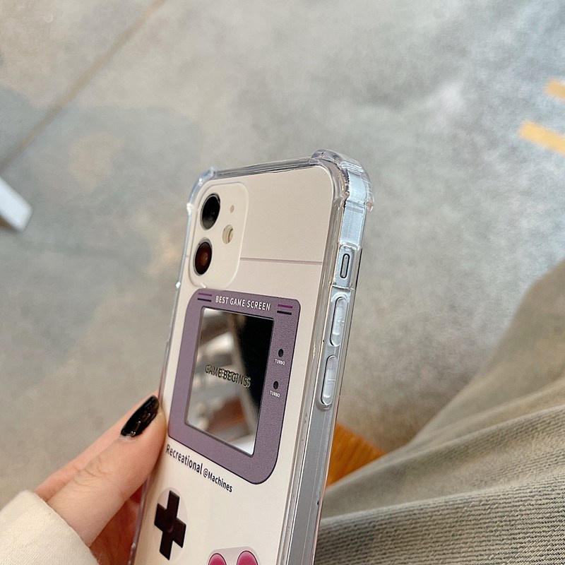 【Anti Fall Mirror】Pretty Silver Makeup Silicone Soft Case Iphone 6S 7 8 Plus X XR XS Max IPhone 11 12 13 14 Pro Max 14 Plus 7+ 8+ 12 13 mini for Women Girl Retro game console