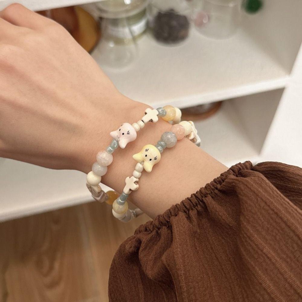 Mxbeauty Keramik Gelang Hadiah Lucu Unik Hadiah Perhiasan Aksesoris Geometris Retro Sederhana Kelinci Charms Bracelet