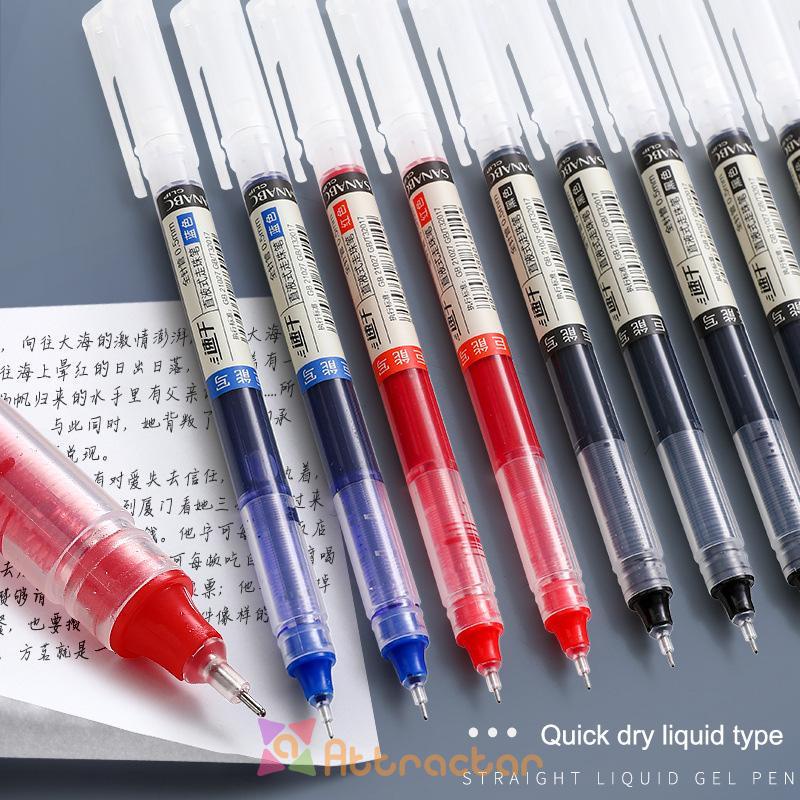

✨In Stock Lurus Cair Rolling Ball Pen Alat Tulis Kantor Isi Ulang Kapasitas Besar Tes Menulis Pena-AT