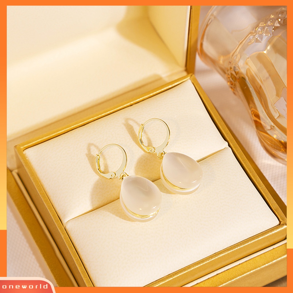 [EONE] 1pasang Drop Earrings Geometris Gaya Klasik Pengerjaan Indah Liontin Mengkilap Tinggi Dekorasi Aksesori Faux Opal Water Drop Earrings Aksesoris Pakaian