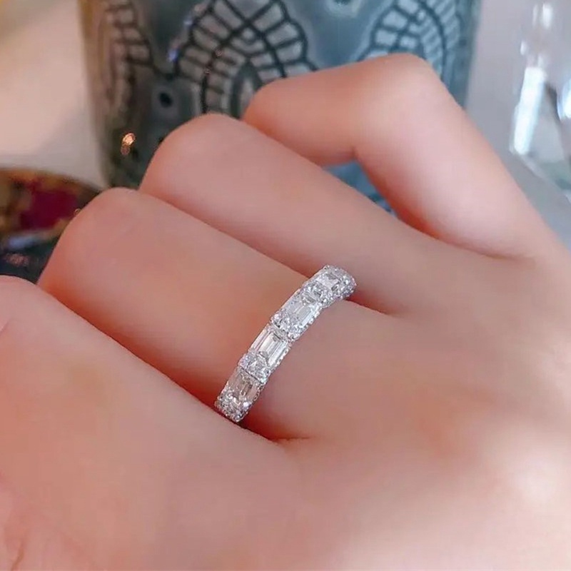 Sparkling Square Cubic Zirconia Cincin Untuk Wanita Indah Pengantin Akad Pernikahan Pesta Rings Fashion Dikontrak Perhiasan