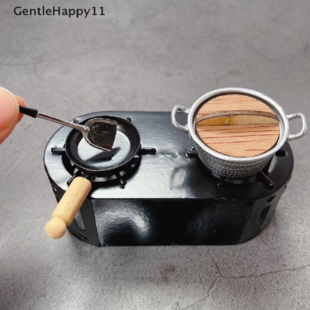 Gentlehappy1:12rumah Boneka Miniatur Scene Cooker Dapur Mini Kompor Metal Hitam id