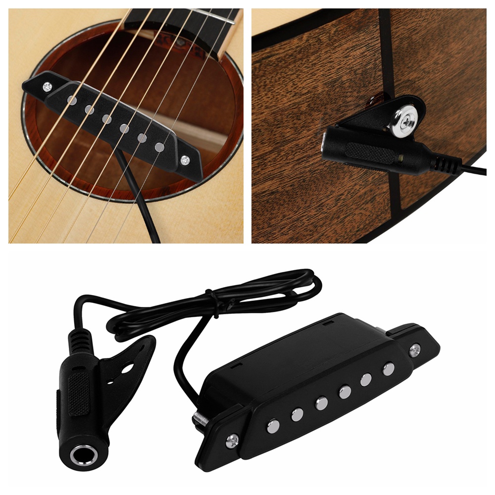 Pick Up Gitar Senar Baja Tanpa Meninju Magnet Lubang Suara Pickup Gitar Akustik Dengan Pin Ekor Output Audio