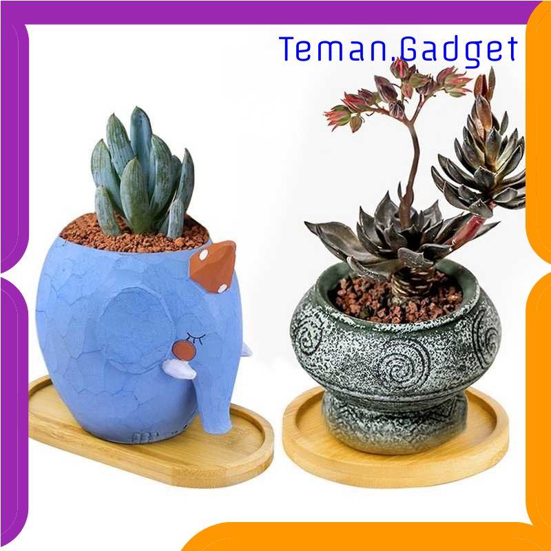 TG - DPR FINDOHOPE Tatakan Pot Kayu Alas Bunga Bamboo Tray Succulent Cactus - OE0094