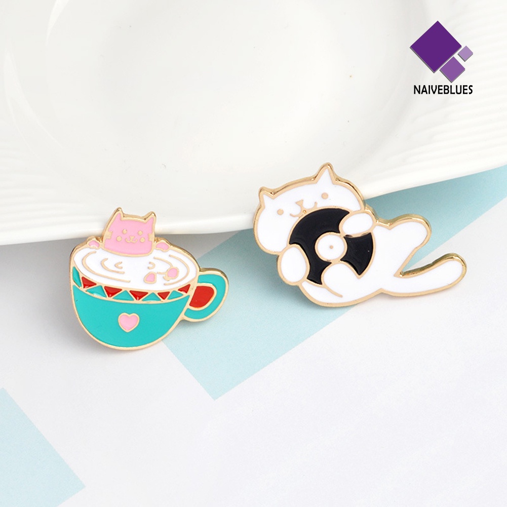 &lt; Naiveblues &gt; Pin Bros Enamel Logam Kucing Kelinci Lucu Tas Pakaian Jeans