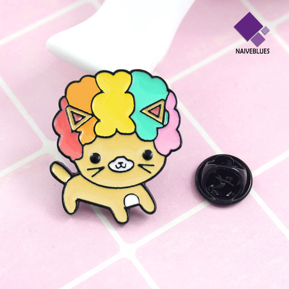 &lt; Naiveblues &gt; Rambut Keriting Kartun Anjing Enamel Bros Pin Jaket Kerah Ransel