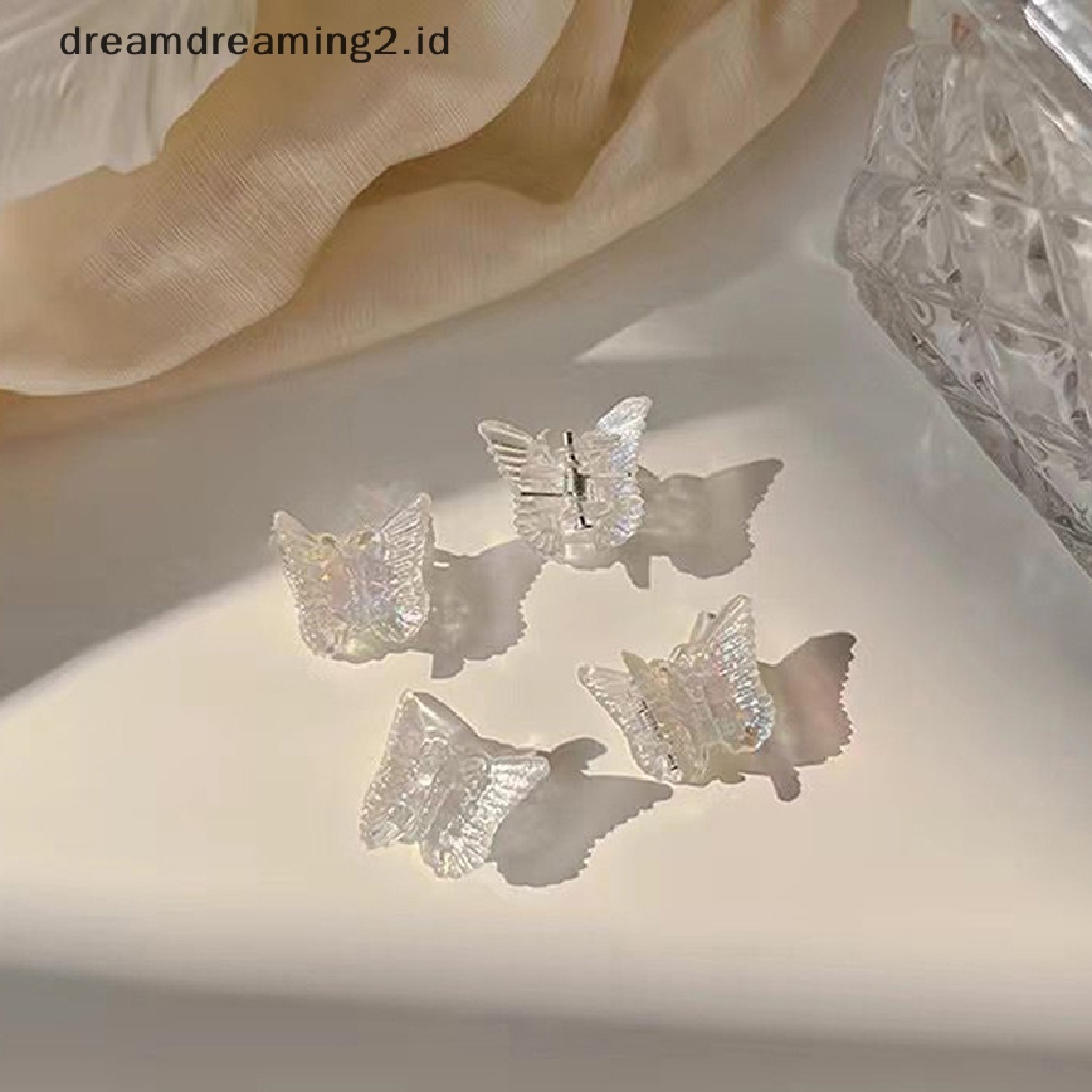 (dream) 10pcs Mini Butterfly Hair Claw Transparan Resin Lucu Manis Jepit Aurora Jepitan Fashion Anak Perempuan Aksesoris Rambut//