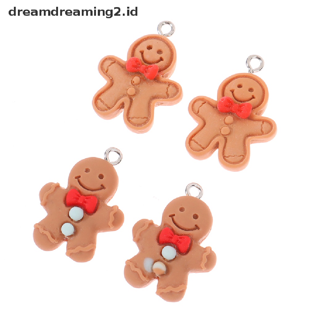 (dream) 10pcs Natal Gingerbread Man Ch Liontin Resin Ch Untuk Gantungan Kunci Anting//