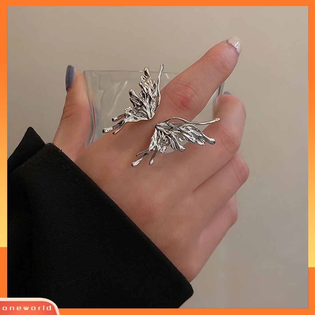 [EONE] Cincin Wanita Butterfly Opening Berlebihan Adjustable Cincin Jari Berbentuk Tetesan Air Untuk Pacaran