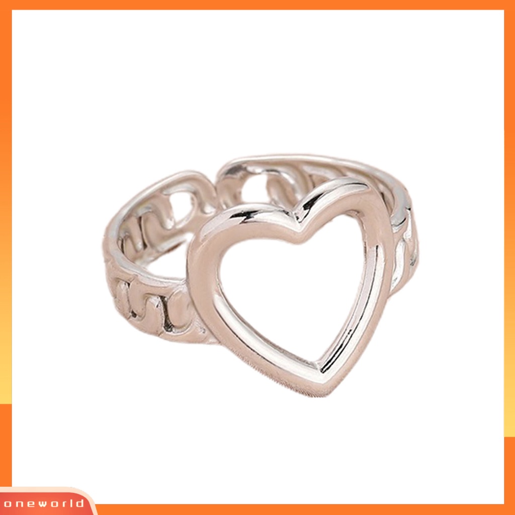 [EONE] Wanita Cincin Berongga Hati Perhiasan Vintage Pembukaan Cincin Jari Untuk Pesta Perjamuan Prom Pernikahan