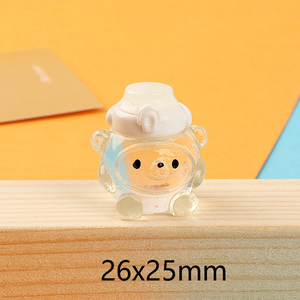 1pc Lucu Mini Beruang Bercahaya Resin Ornamen Kreatif Aksesoris Taman Boneka Semangat Patung Pemandangan Mikro Bercahaya