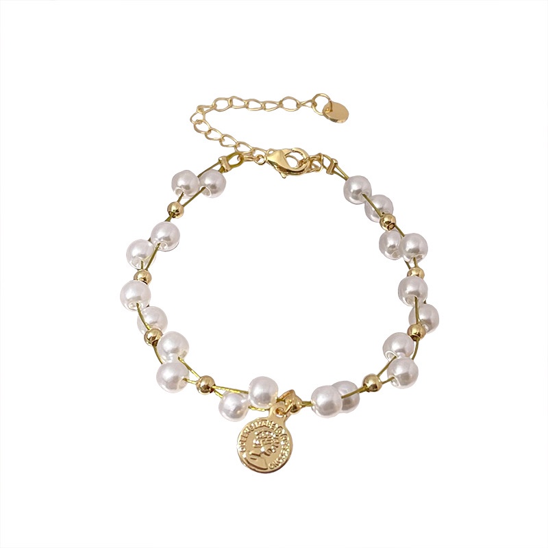 Gelang Emas Mutiara Manis Disc Adjustable Bracelets Untuk Aksesoris Perhiasan Wanita