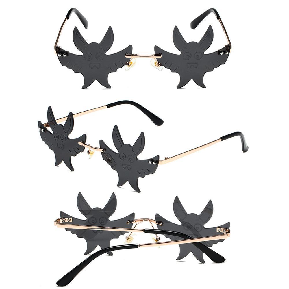 R-flower Bat Shaped Sunglasses Lucu Disco Pesta Wanita Dan Pria Eyewear Rimless