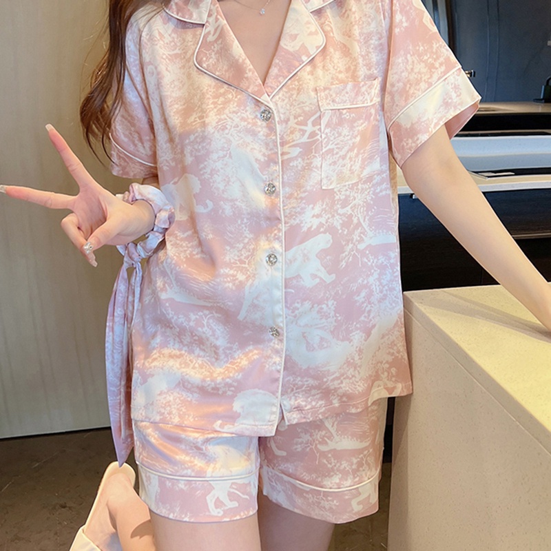 2023 new Korean short -sleeved top+shorts pajama set/piyama wanita