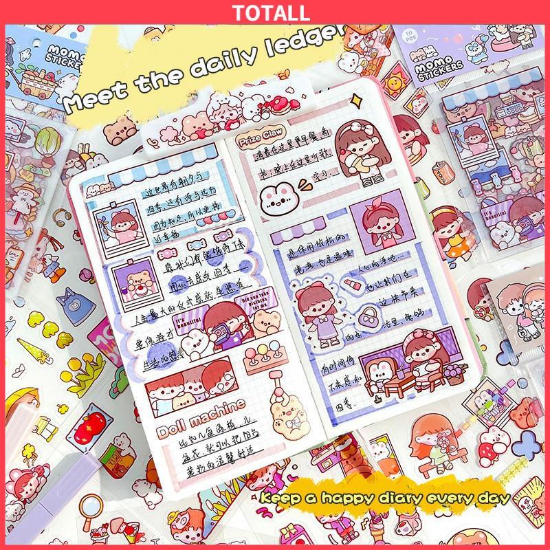 COD Stiker buku pegangan kartun PET tahan air Dekorasi mug ponsel DIY stiker karakter-Totall