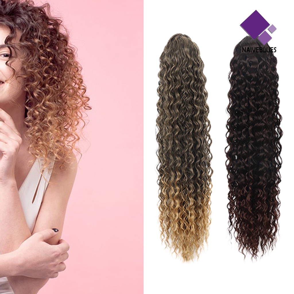 &lt; Naiveblues &gt; Wig Wanita Halus Lembut Berbulu Mudah Dipakai Rambut Styling Rambut Jaring Serut