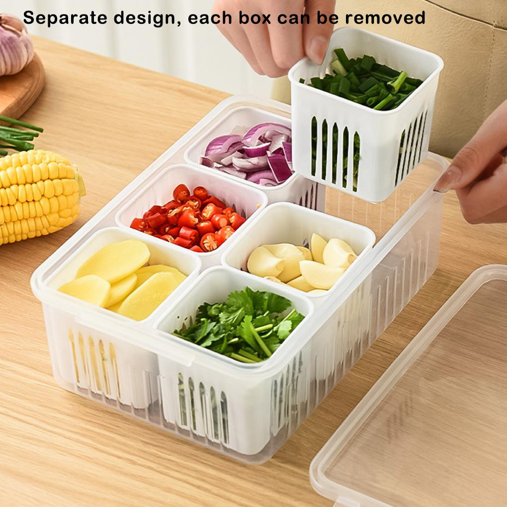 Kotak Penyimpanan Kulkas Transparan 6kisi Dapat Ditumpuk Dapur Rumah Tangga Jahe Organizer Drain Basket Aksesoris