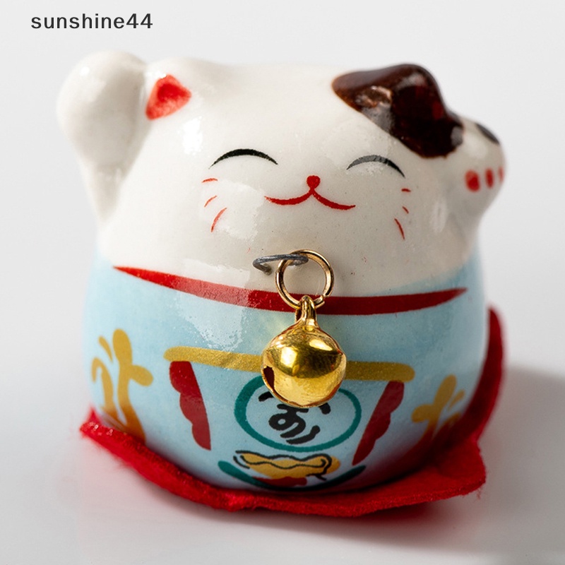 Sunshine 1Pc 40MM Kartun Kucing Beruntung Indah Ornamen Keramik Lonceng Kecil Hadiah Kerajinan ID