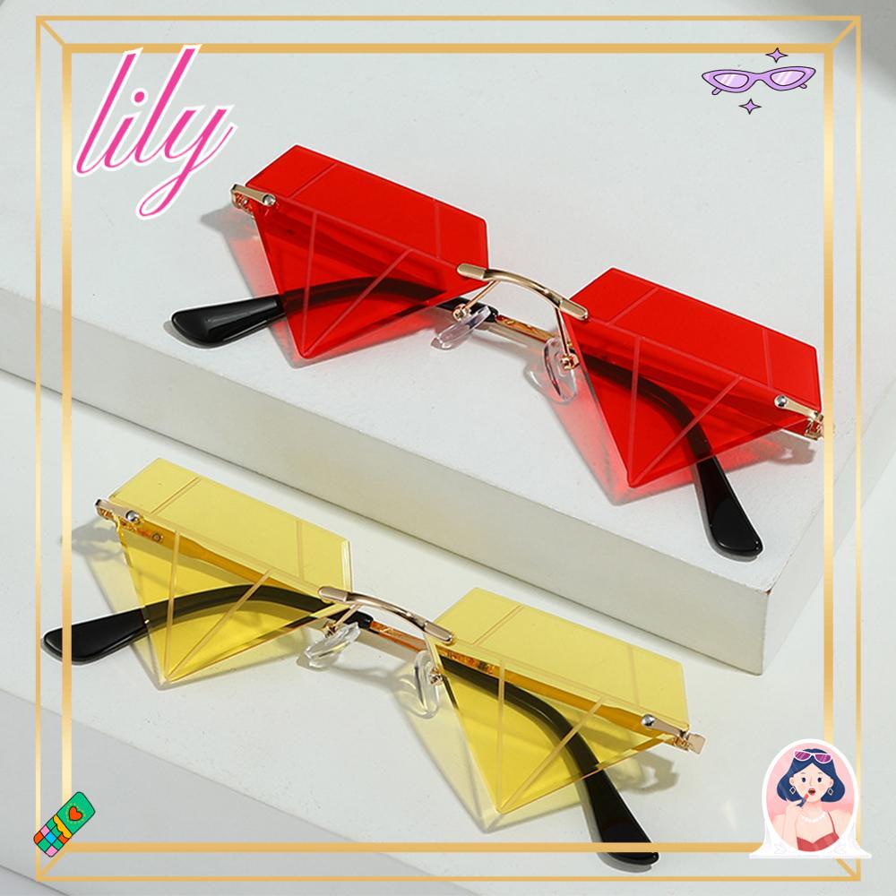 Lily Kacamata Hitam Segitiga Untuk Wanita Festival Prom Eyeglasses Rimless Sun Glasses