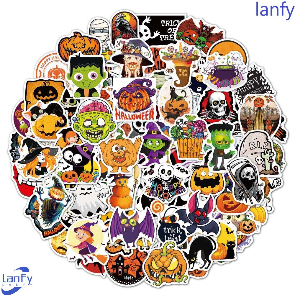 Lanfy Halloween Stiker Jurnal Notebook Hallowmas Labu Scrapbooking Akun Tangan Graffiti Stiker Dekoratif