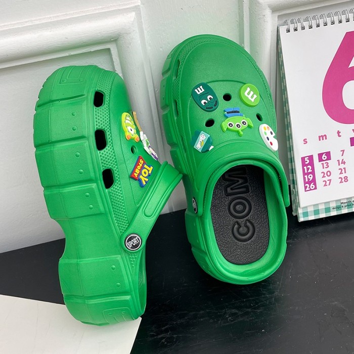 MeFoot.ID Sandal Wanita Crocs  Korea Sandal BAIM Pin Toy Story - Hijau, 36/37